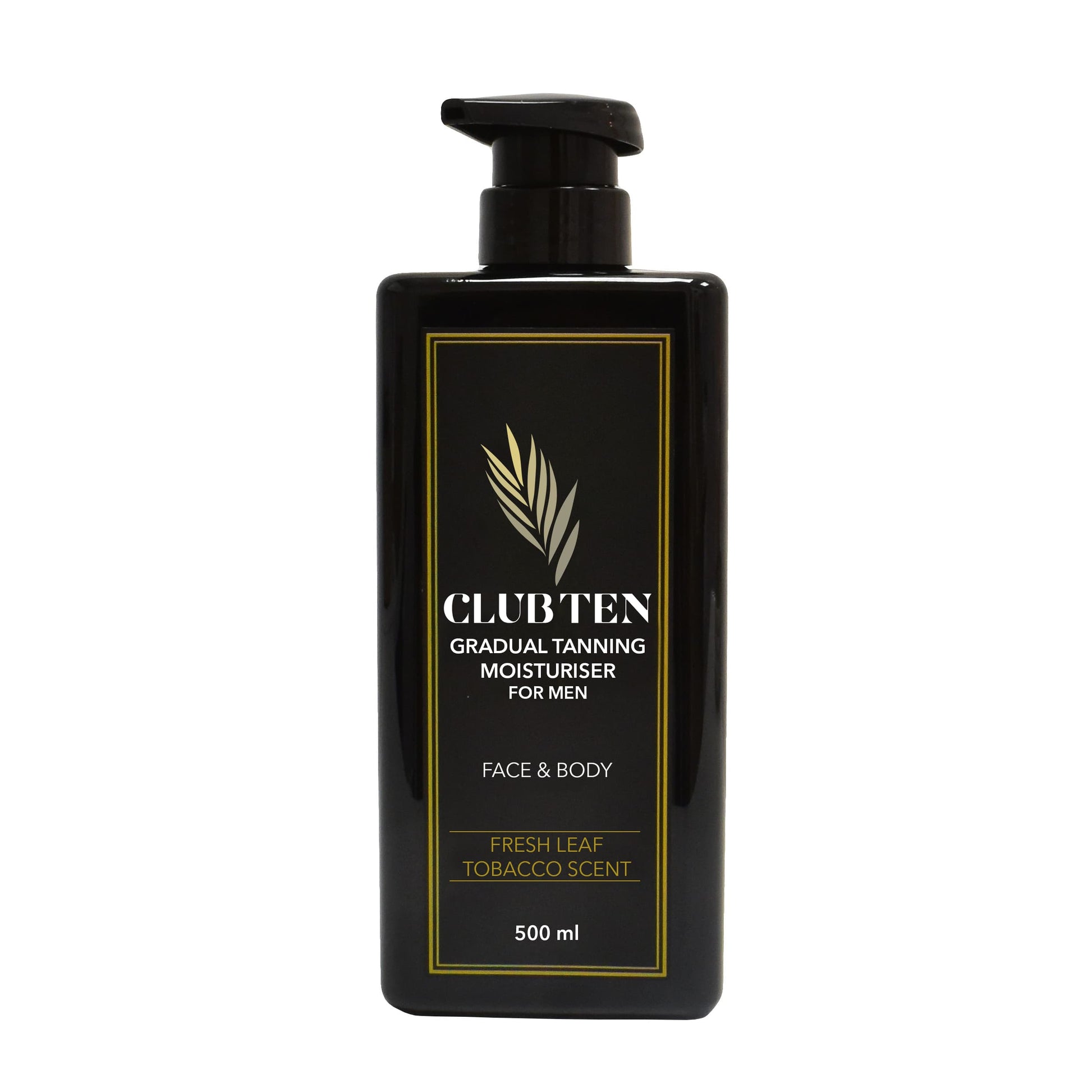 Club Ten Gradual Tanning Moisturiser For Men. Face & Body. Fresh Leaf Tobacco Scent. 500ml.